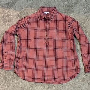 Madewell Women’s Blush Pink & Navy Plaid Button Down Shirt